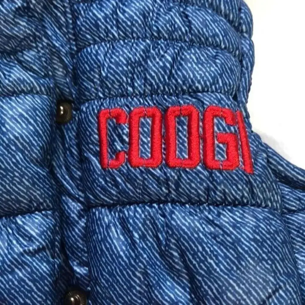 COOGI Kids Denim Blue Puffer‎ Vest Hooded Faux Fur Trimmed